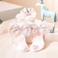 2pcs Baby Girl Bow Socks & Headband Set