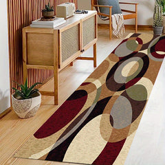 Geometric Runner Rug Non Slip Vintage Runner Waterproof Stain Resistant Carpet