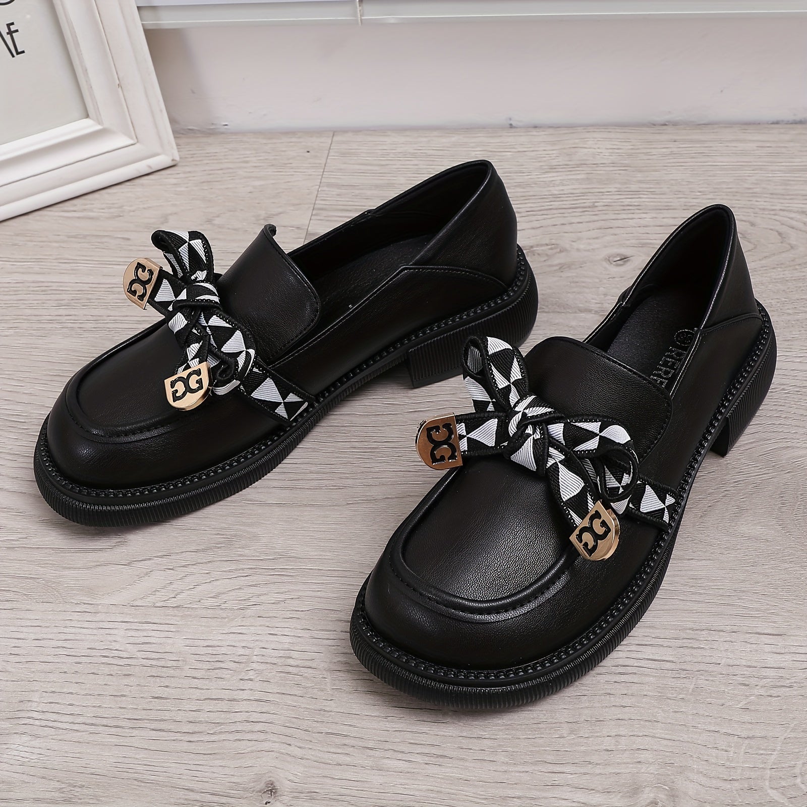 Women's Bowknot Platform Shoes Slip On Loafers British Shoes