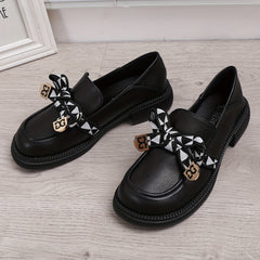 Women's Bowknot Platform Shoes Slip On Loafers British Shoes