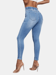 High Waist Skinny Jeans with Slash Pocket