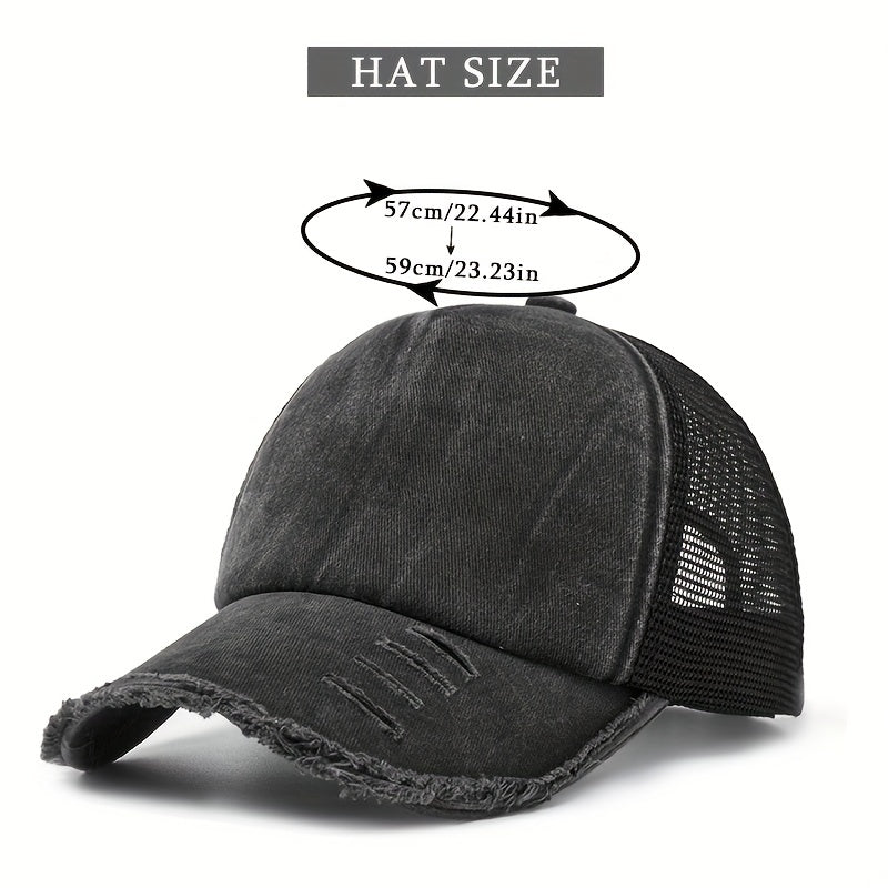Vintage Distressed Baseball Cap Mesh Trucker Hat Summer Visor Cap Dad Hat