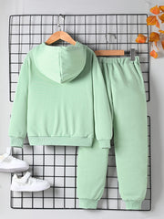 Boys Long Sleeve Hoodie & Sweatpants Set Letter Print Sports Casual Kids Clothes