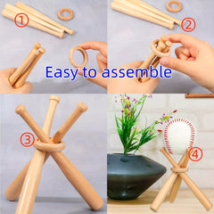 Wooden Baseball Bat Display Stand Holds 1 Baseball