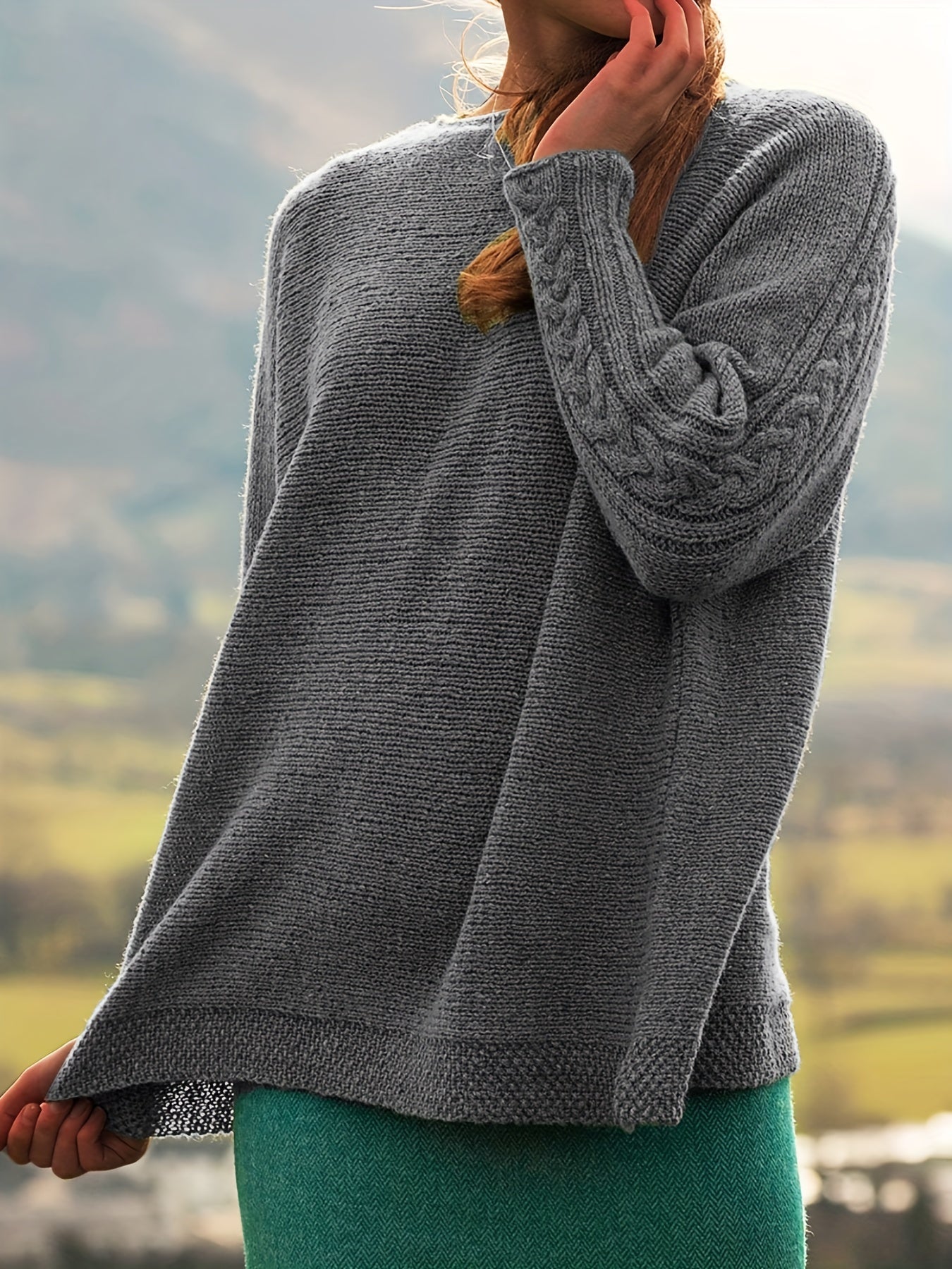 Solid Boat Neck Pullover Sweater Women's Clothing
