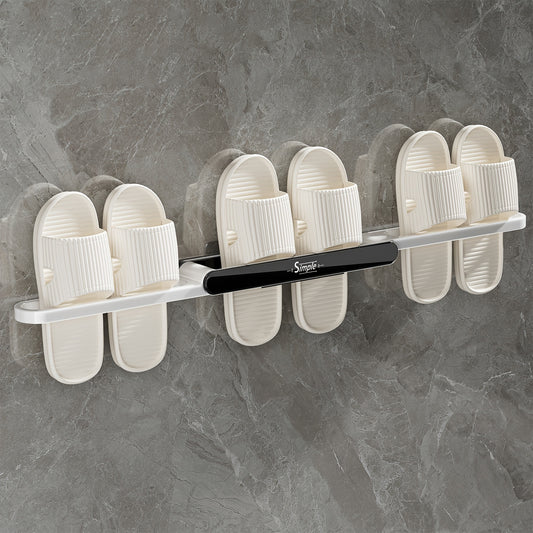 Corner Hanging Slippers Hook Rack Punch Folding Plastic Storage Organizer