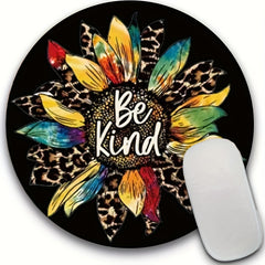 Leopard Sunflower Mouse Pad Round Laptop Game Office Anti Slip Waterproof