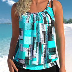 Colorblock Stripe Print Tankini Set
