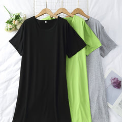 3 Pack Plus Size Nightdress Set Women's Short Sleeve Tee Sleep Dress