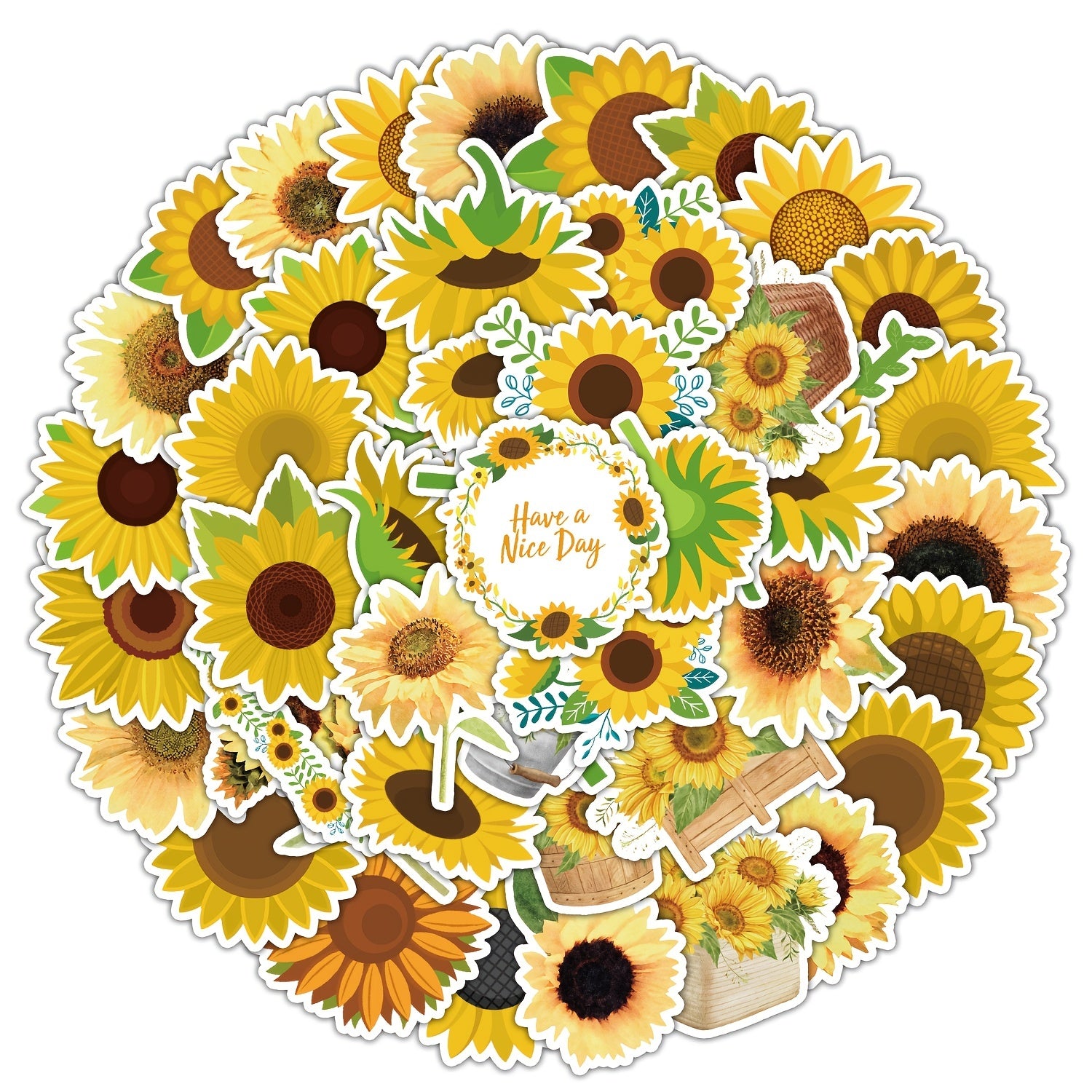 50pcs Sunflower Cartoon Stickers Vinyl Waterproof Decals