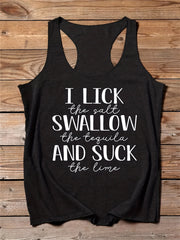Letter Print Crew Neck Tank Top Women's Summer Clothing