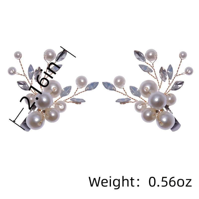 Faux Pearl Leaves Shoes Clip Shoe Buckle Rhinestone Wedding Party Brooch Charms
