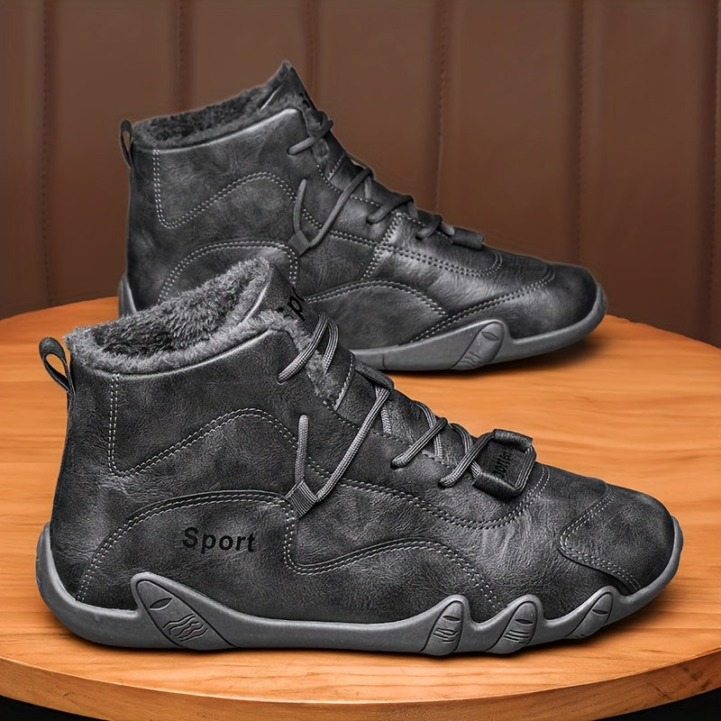 Men's Winter Snow Boots Thermal Hiking Shoes with Fuzzy Lining