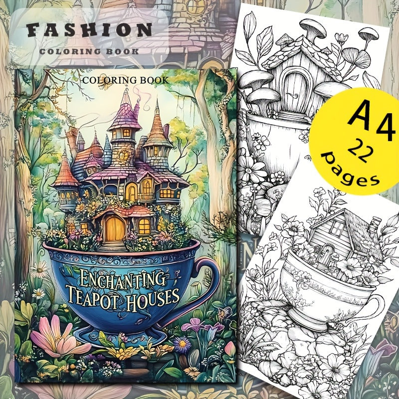 Deluxe Teapot House Coloring Book 22 Pages Halloween Christmas Birthday