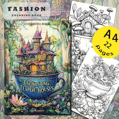 Deluxe Teapot House Coloring Book 22 Pages Halloween Christmas Birthday