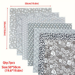 7pcs 49 78 49 Quilting Fabric Grey Fat Quarters Floral Craft Fabric Bundle