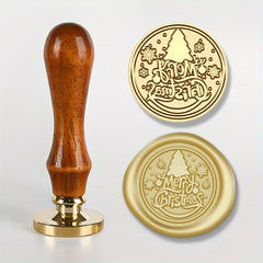 Christmas Series Brass Seal Stamp Head & Wooden Handle Set