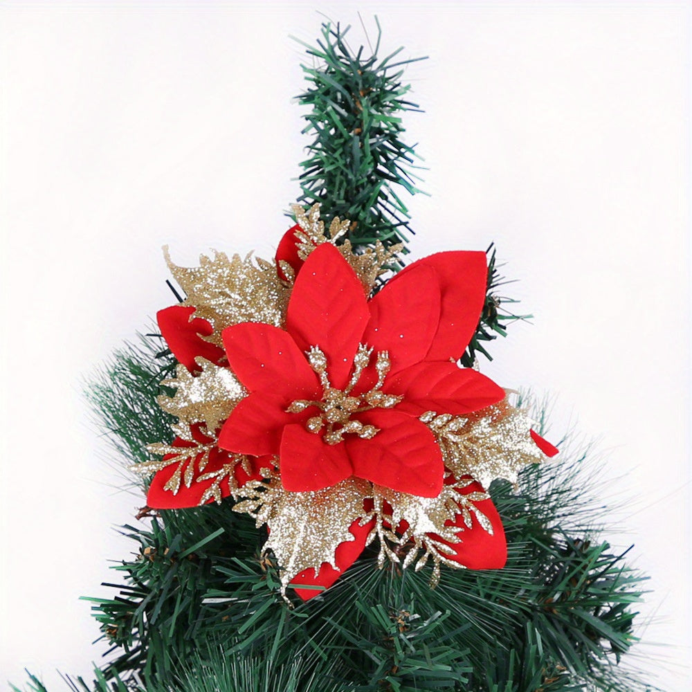 Glitter Hollow Christmas Flower Double...