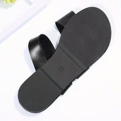 Women's Faux Leather Strap Open Toe Sandals Platform Waterproof Slides