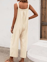Loose Overall Jumpsuit Solid Wide Leg Sleeveless Jumpsuit