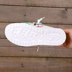 Women's Graffiti Canvas Lace-Up Sneakers Low Top Flat Shoes
