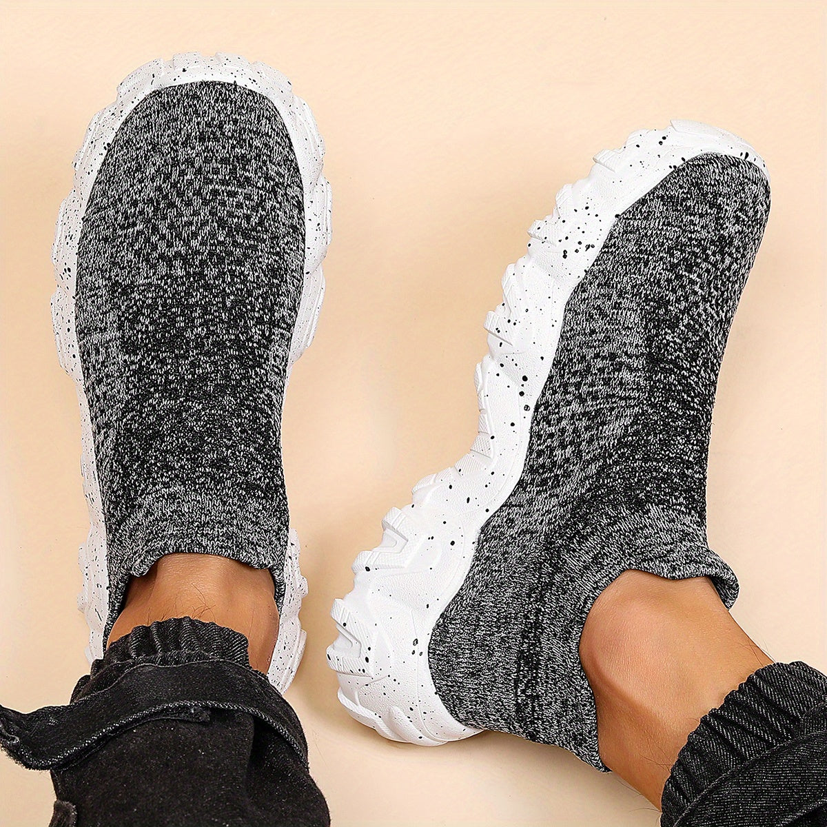 Men's Plus Size Running Sneakers Breathable Slip On Shoes for Outdoor