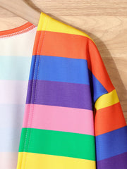 Girls' Rainbow Stripe Long Cardigan For Kids