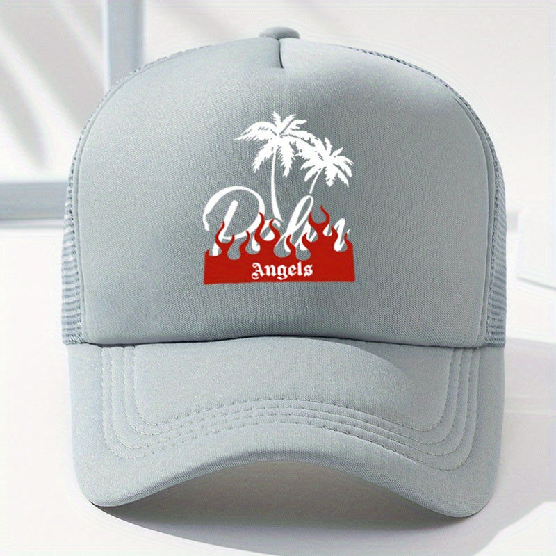 Flame Coconut Tree Baseball Cap Unisex Trucker Hat