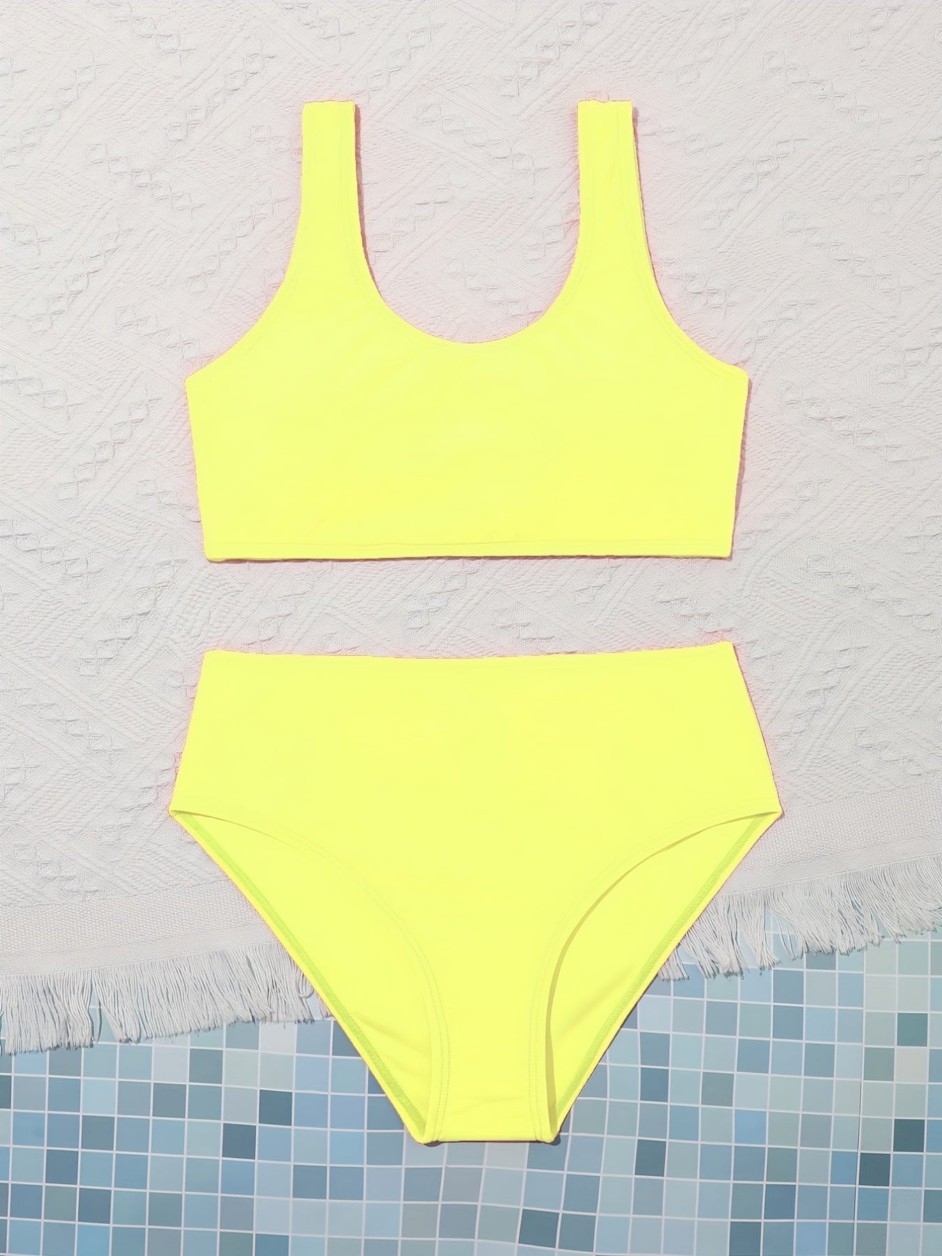 Girl's Bikini Set Tank Top & Briefs Swimsuit Quick Drying Stretchy Bathing Suit