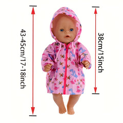 Pink Raincoat for 18 inch Dolls Fits 43 Newborn Dolls Ages 3-6