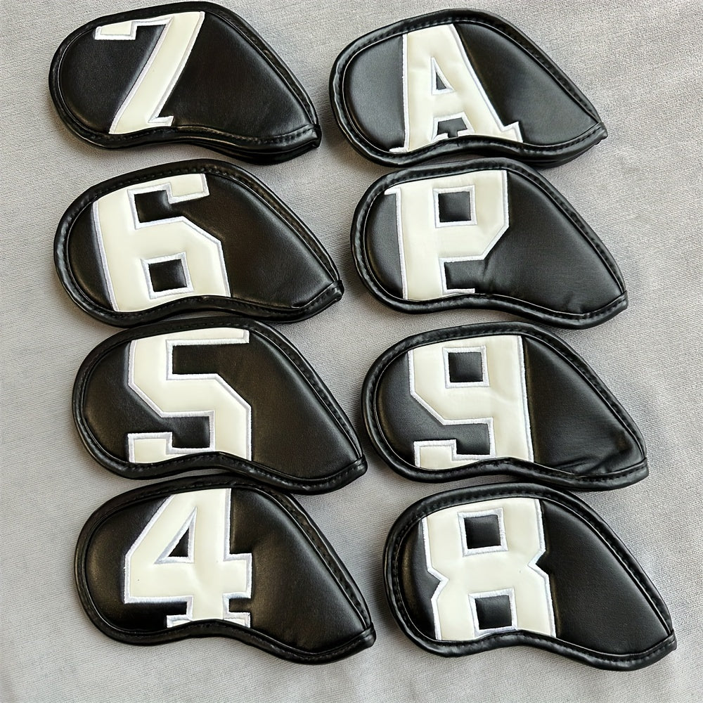 8pcs PU Leather Golf Iron Head Covers with Creative Patterns