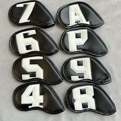 8pcs PU Leather Golf Iron Head Covers with Creative Patterns