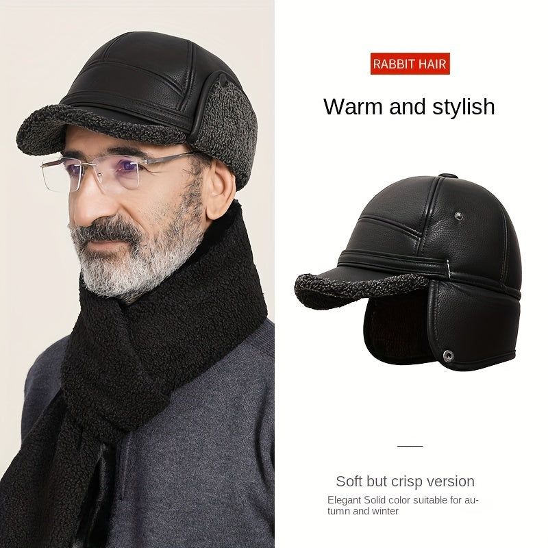 Men's Warm Wide Brim Baseball Cap for Winter Outdoor Ear Protection