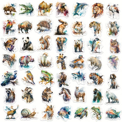 50pcs Waterproof Animal Stickers Cat Dog Tropical Rainforest Vinyl Stickers
