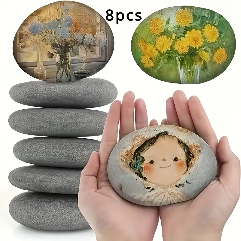 Large Smooth Drawing Stones for Arts & Crafts - 8 Stones