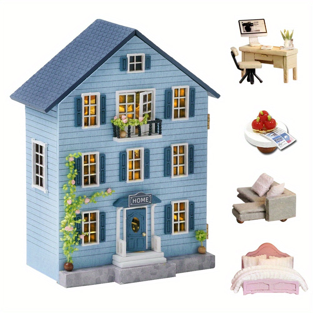 DollHouse Set With Furniture Creative House Puzzle Model Ornament Home Decor