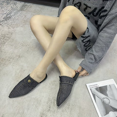 Women's Lightweight Canvas Slip-On Shoes Pointed Toe