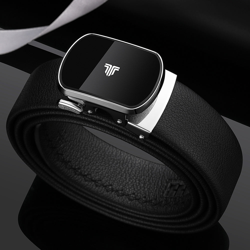 Men's Leather Auto Buckle Belt Top Cowhide Business Belt
