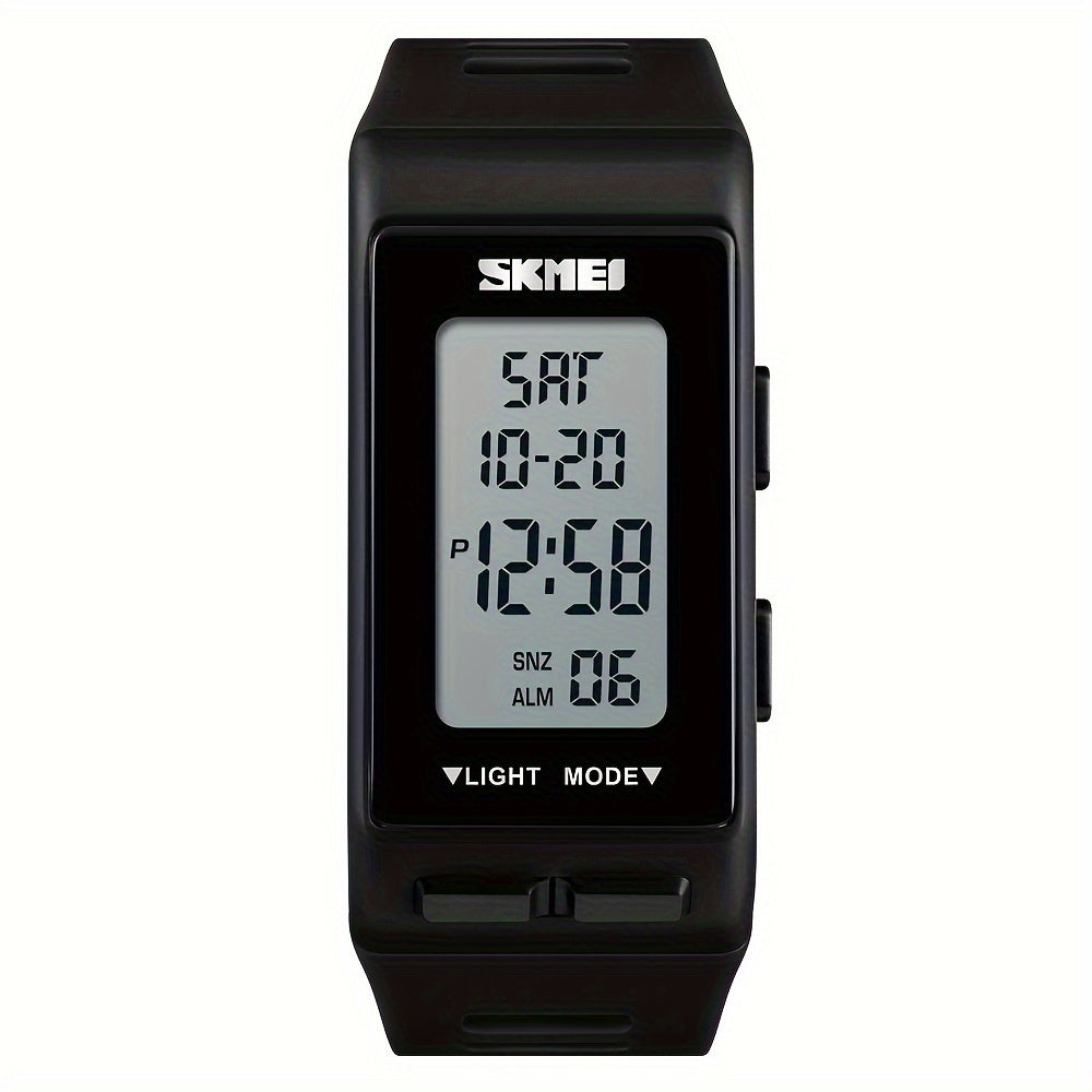 Square Electronic Watch With Silicone Band Waterproof Outdoor Sports Digital