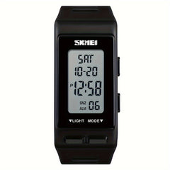 Square Electronic Watch With Silicone Band Waterproof Outdoor Sports Digital