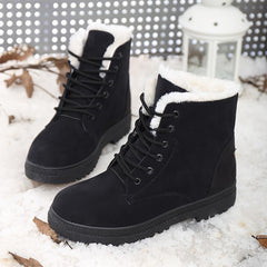Women's Winter Snow Boots Non Slip Lace Up Thermal Mid Calf Boots