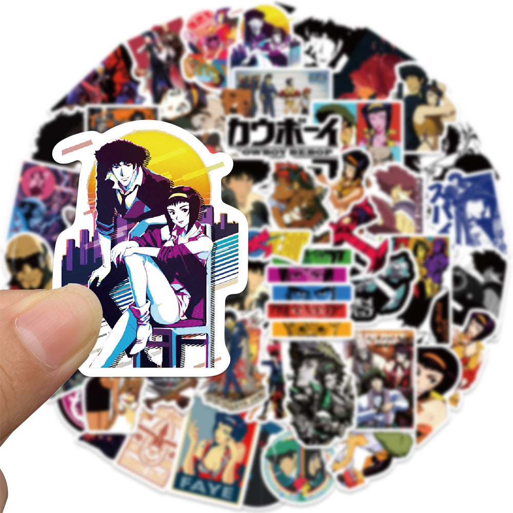 50 Sheets Cowboy Anime Stickers Waterproof DIY Skateboard Computer Car Decals