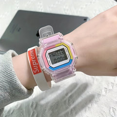 Summer Transparent Square Electronic Watch for Kids