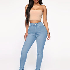 Mid Rise Skinny Jeans Stretch Denim Pants