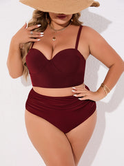Solid Cami Top & Sunflower Print Pants Swimsuit Set