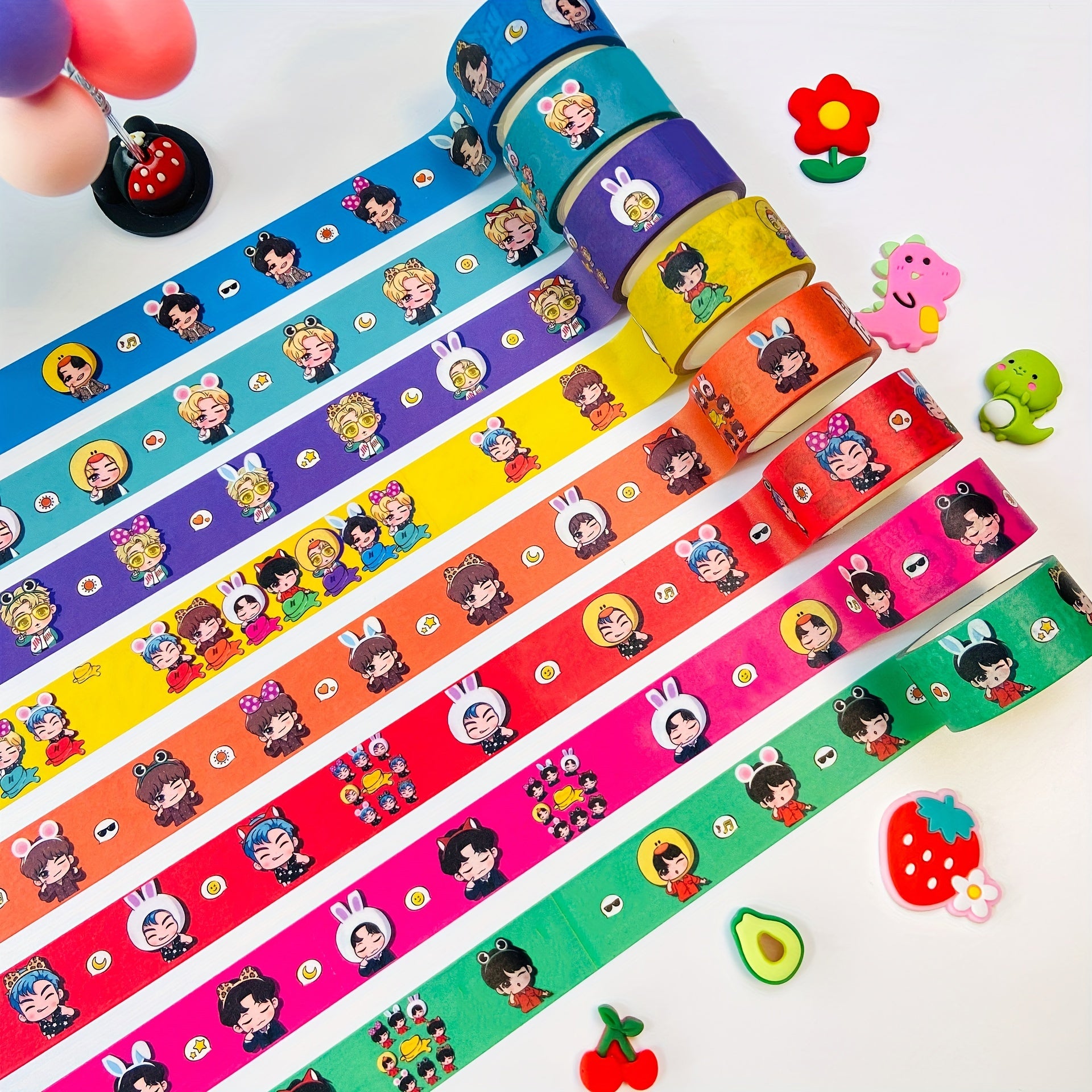Kpop Cartoon Tape Roll for DIY Crafts Scrapbooking