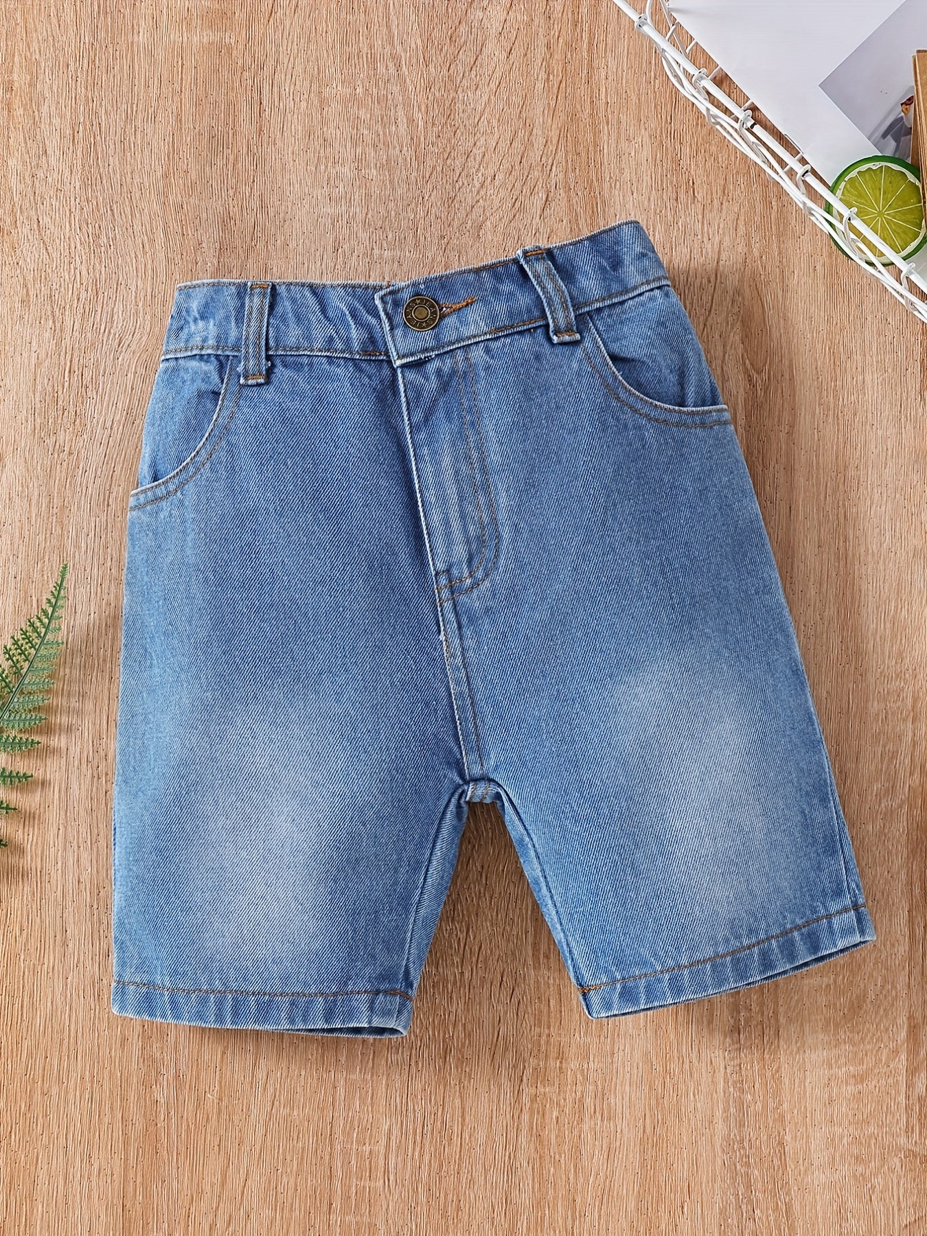 Girls Button Pocket Washed Denim Shorts Summer Clothes