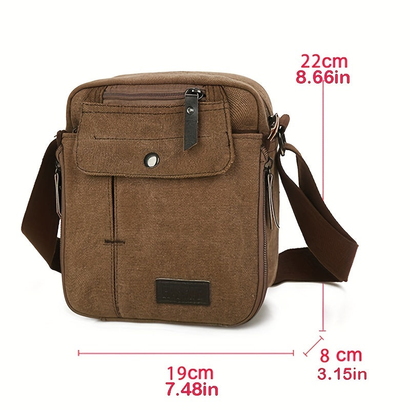 Functional Canvas Messenger Bag Lightweight Shoulder Travel Storage Bag