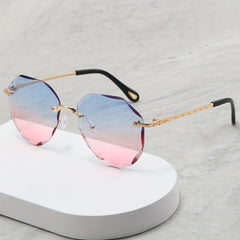 Ombre Rimless Sunglasses Gradient UV400 Sun Shades for Beach Vacation