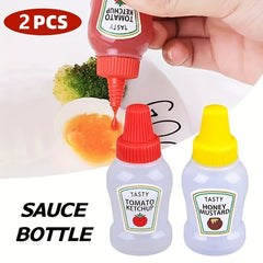 2pcs Mini Plastic Squeeze Pot Sauce Bottles for Home Kitchen
